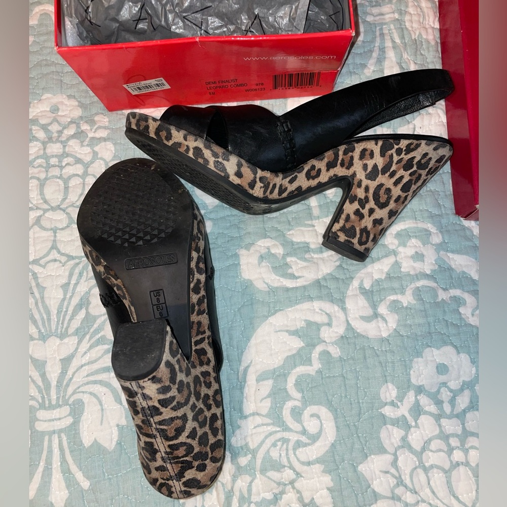 Aerosoles Black and Leopard Heels